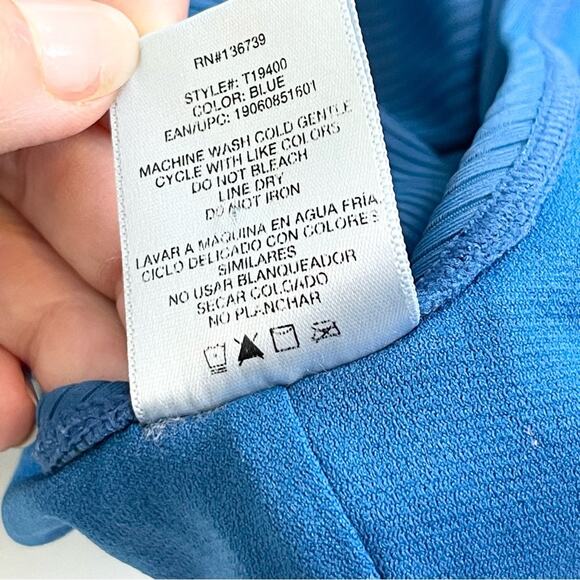 Tahiti One Piece Swimsuit Woman's size M Ribbed Texture Blue - Picture 7 of 8